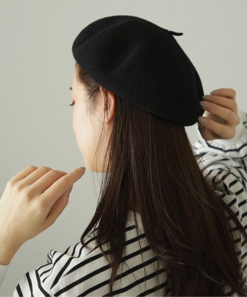 FREE'S MART（フリーズマート）の「◆コットン混サーモベレー（ハンチング/ベレー帽・レディース・ブラック/グレー・ﾌﾘ-）」の3枚目の写真