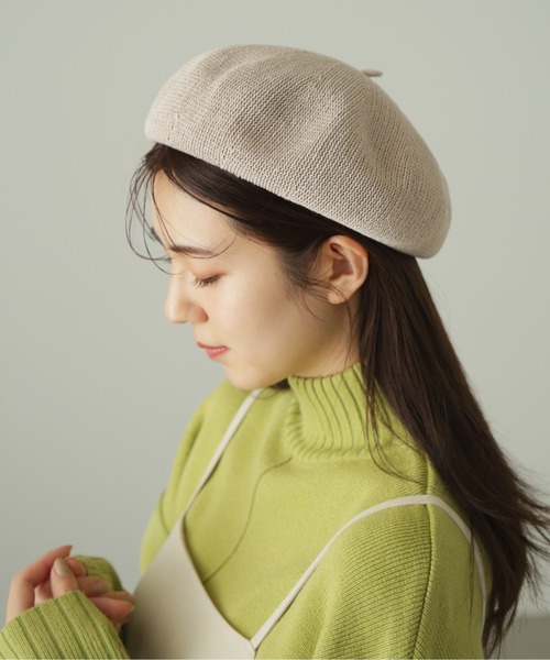 FREE'S MART（フリーズマート）の「◆コットン混サーモベレー（ハンチング/ベレー帽・レディース・ブラック/グレー・ﾌﾘ-）」の7枚目の写真