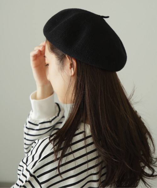 FREE'S MART（フリーズマート）の「◆コットン混サーモベレー（ハンチング/ベレー帽・レディース・ブラック/グレー・ﾌﾘ-）」の8枚目の写真