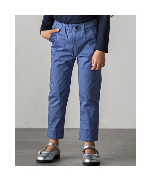 BeBe（ベベ）の「BeBe/ストレッチ ツイル 9分丈 スリム パンツ (90~150cm)（その他パンツ・キッズ・グレー/ブルー・120/150/110/140/130/100）」の2枚目の写真