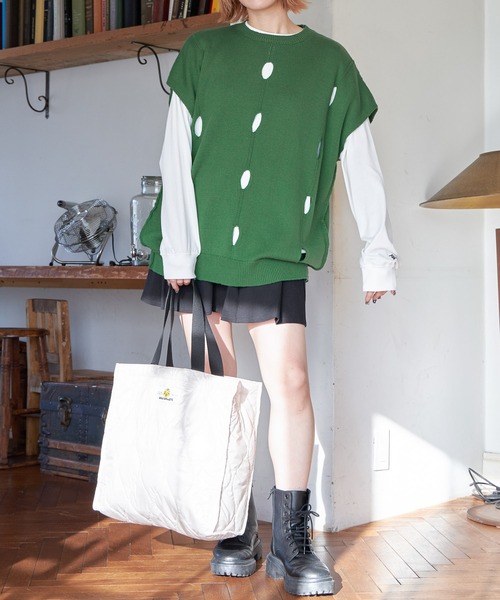 PAGEBOY（ページボーイ）の「PAGEBOYLIM/WWビックトート（トートバッグ・レディース・ブラック/オフホワイト/グリーン・FREE）」の7枚目の写真