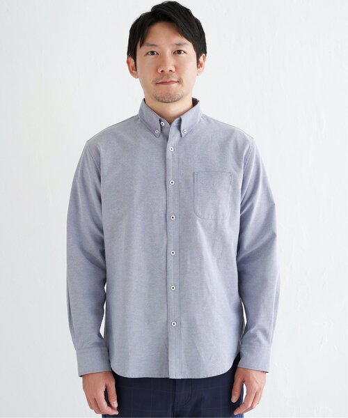 ikka（イッカ）の「【シワ軽減／吸水速乾】イージーケアオックスボタンダウンシャツ（シャツ/ブラウス・メンズ・ホワイト/ネイビー/スカイブルー/ピンク/グリーン・S/M/XL/L）」の9枚目の写真