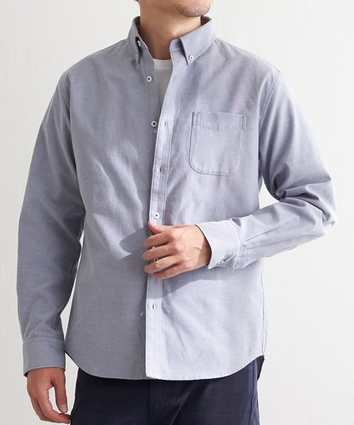 ikka（イッカ）の「【シワ軽減／吸水速乾】イージーケアオックスボタンダウンシャツ（シャツ/ブラウス・メンズ・ホワイト/ネイビー/スカイブルー/ピンク/グリーン・S/M/XL/L）」の4枚目の写真