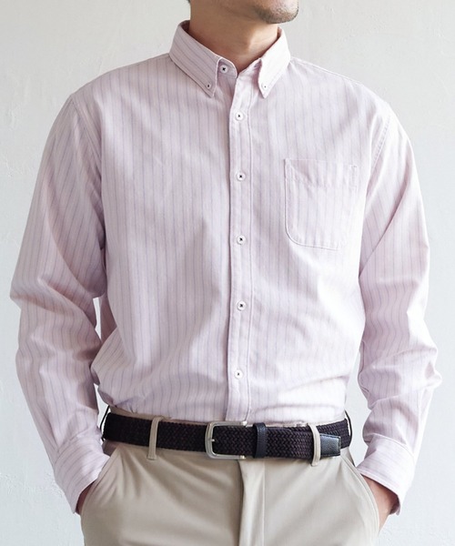 ikka（イッカ）の「【シワ軽減／吸水速乾】イージーケアオックスボタンダウンシャツ（シャツ/ブラウス・メンズ・ホワイト/ネイビー/スカイブルー/ピンク/グリーン・S/M/XL/L）」の5枚目の写真