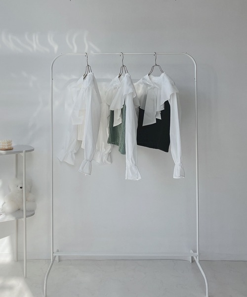 AS KNOW AS plus（アズノゥアズプラス）の「○ケープ衿 ケーブル切替え ボウタイブラウス（シャツ/ブラウス・レディース・ブラック/グリーン/アイボリー・FREE）」の10枚目の写真