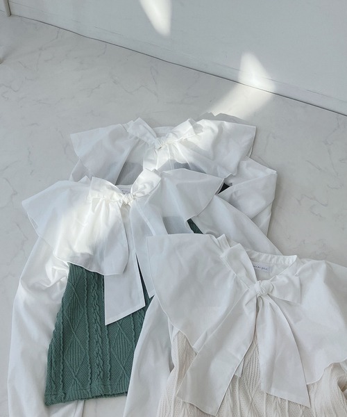 AS KNOW AS plus（アズノゥアズプラス）の「○ケープ衿 ケーブル切替え ボウタイブラウス（シャツ/ブラウス・レディース・ブラック/グリーン/アイボリー・FREE）」の15枚目の写真