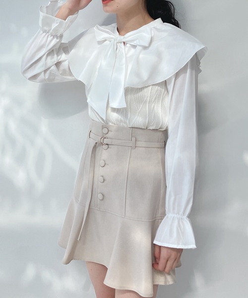 AS KNOW AS plus（アズノゥアズプラス）の「○ケープ衿 ケーブル切替え ボウタイブラウス（シャツ/ブラウス・レディース・ブラック/グリーン/アイボリー・FREE）」の22枚目の写真