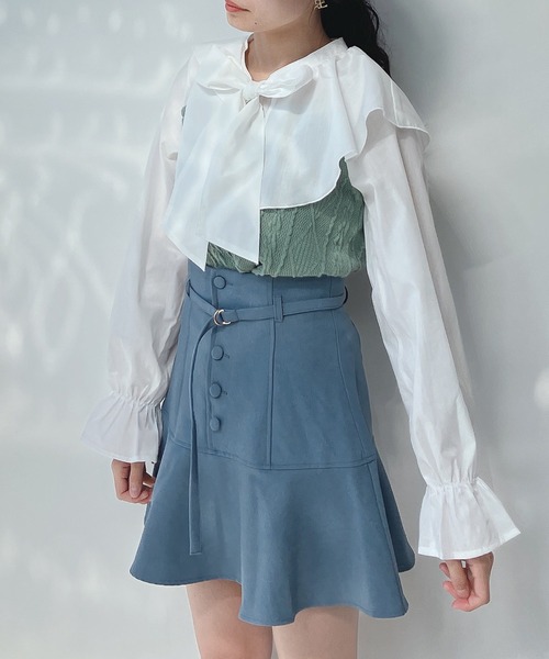 AS KNOW AS plus（アズノゥアズプラス）の「○ケープ衿 ケーブル切替え ボウタイブラウス（シャツ/ブラウス・レディース・ブラック/グリーン/アイボリー・FREE）」の21枚目の写真