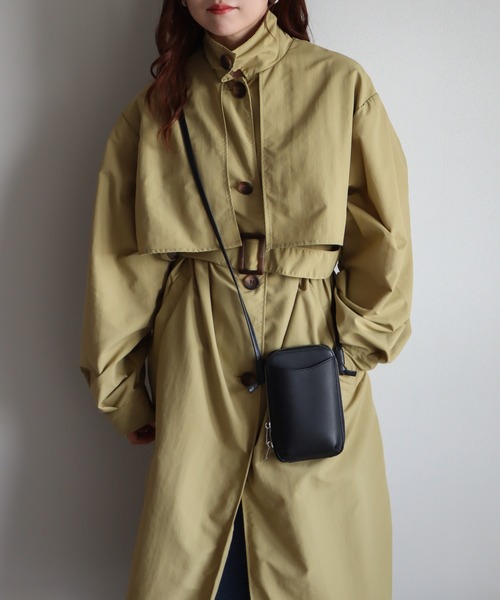 COURO（コウロ）の「ヨーク付き２ｗａｙカラーナイロンステンカラーコート（ステンカラーコート・レディース・ブラック/グリーン/オフホワイト/ベージュ/マスタード・L/M）」の16枚目の写真