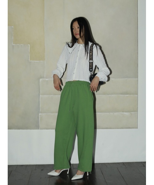 AMAIL(アマイル)の「Green tea pants(スウェットパンツ・レディース・グリーン/ブラック・FREE)」の8枚目の写真