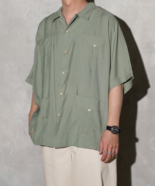 SUNNY  SPORTS（サニースポーツ）の「SUNNY SPORTS / サニースポーツ CUBAN SHIRT レーヨン キューバシャツ サマーシャツ（シャツ/ブラウス・メンズ・グリーン/ブラック/カーキ・LARGE/MEDIUM）」の15枚目の写真