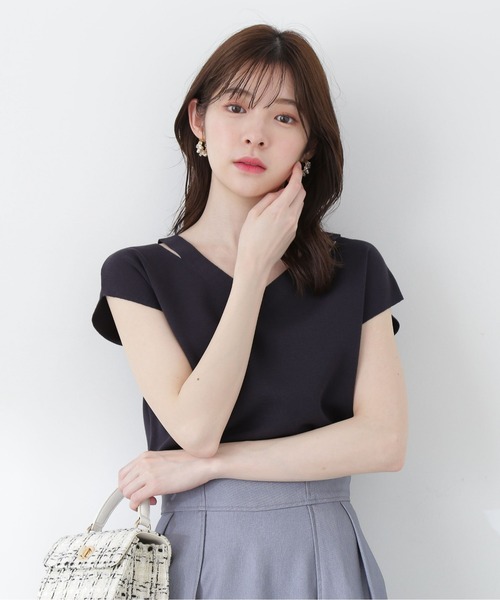 PROPORTION BODY DRESSING(プロポーションボディドレッシング)の「デコルテカットニット / 1213170502(ニット/セーター・レディース・ライトグリーン/ホワイト/ネイビー・FREE)」の1枚目の写真