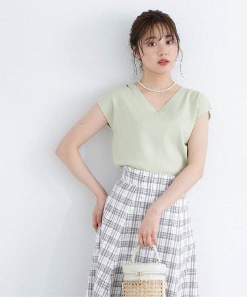 PROPORTION BODY DRESSING(プロポーションボディドレッシング)の「デコルテカットニット / 1213170502(ニット/セーター・レディース・ライトグリーン/ホワイト/ネイビー・FREE)」の7枚目の写真
