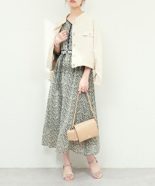 natural couture（ナチュラルクチュール）の「配色パイピングお上品ワンピース（ワンピース・レディース・ブラック/グレイッシュベージュ/グリーン/ブルー・FREE）」の3枚目の写真