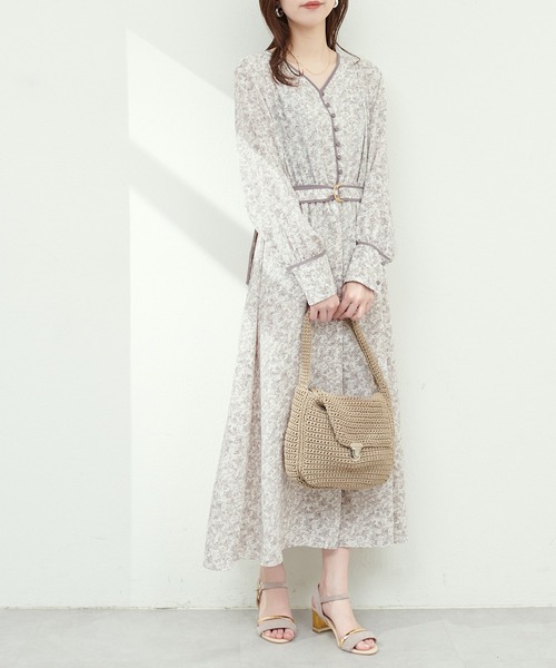 natural couture（ナチュラルクチュール）の「配色パイピングお上品ワンピース（ワンピース・レディース・ブラック/グレイッシュベージュ/グリーン/ブルー・FREE）」の12枚目の写真