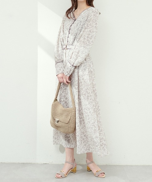 natural couture（ナチュラルクチュール）の「配色パイピングお上品ワンピース（ワンピース・レディース・ブラック/グレイッシュベージュ/グリーン/ブルー・FREE）」の13枚目の写真