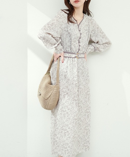 natural couture（ナチュラルクチュール）の「配色パイピングお上品ワンピース（ワンピース・レディース・ブラック/グレイッシュベージュ/グリーン/ブルー・FREE）」の11枚目の写真