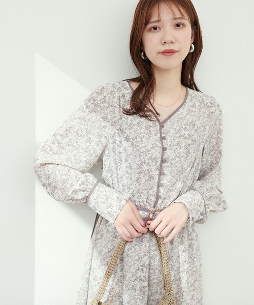 natural couture（ナチュラルクチュール）の「配色パイピングお上品ワンピース（ワンピース・レディース・ブラック/グレイッシュベージュ/グリーン/ブルー・FREE）」の10枚目の写真