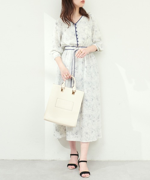 セール】配色パイピングお上品ワンピース（ワンピース）｜natural