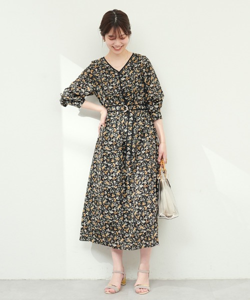 natural couture（ナチュラルクチュール）の「配色パイピングお上品ワンピース（ワンピース・レディース・ブラック/グレイッシュベージュ/グリーン/ブルー・FREE）」の8枚目の写真