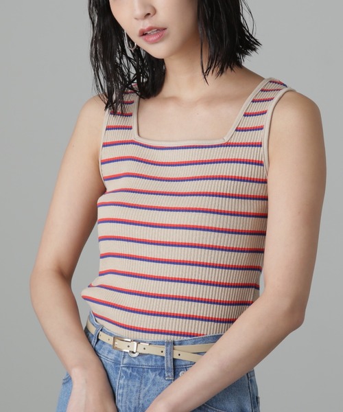 FREE'S MART(フリーズマート)の「◆マルチボーダースクエアネックタンク(タンクトップ・レディース・ブルー/ベージュ系その他・FREE)」の10枚目の写真