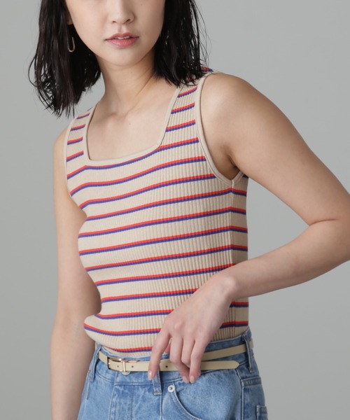 FREE'S MART(フリーズマート)の「◆マルチボーダースクエアネックタンク(タンクトップ・レディース・ブルー/ベージュ系その他・FREE)」の11枚目の写真
