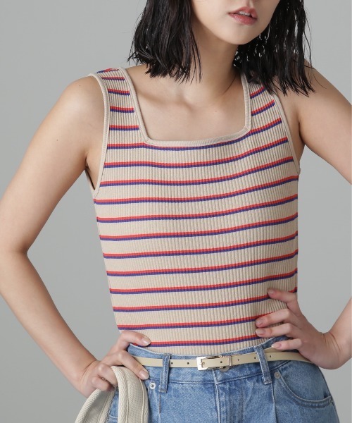 FREE'S MART(フリーズマート)の「◆マルチボーダースクエアネックタンク(タンクトップ・レディース・ブルー/ベージュ系その他・FREE)」の13枚目の写真