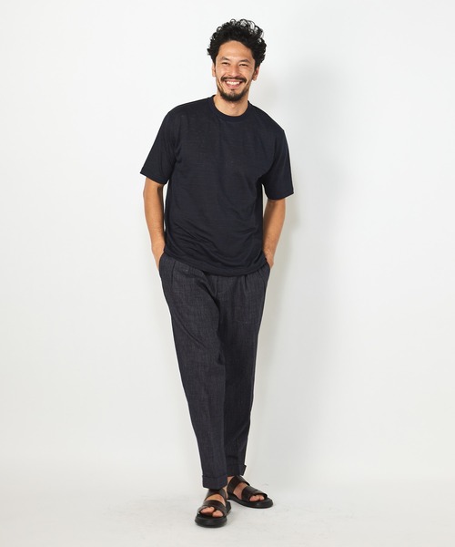 MEN'S BIGI（メンズビギ）の「リバイバルヴィンテージリネンTシャツ（Tシャツ/カットソー・メンズ・グレー/ネイビー/オレンジ・01/02/03）」の6枚目の写真