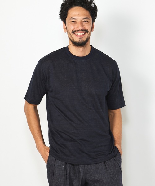 MEN'S BIGI（メンズビギ）の「リバイバルヴィンテージリネンTシャツ（Tシャツ/カットソー・メンズ・グレー/ネイビー/オレンジ・01/02/03）」の9枚目の写真