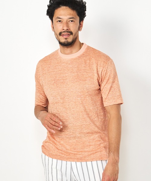 MEN'S BIGI（メンズビギ）の「リバイバルヴィンテージリネンTシャツ（Tシャツ/カットソー・メンズ・グレー/ネイビー/オレンジ・01/02/03）」の8枚目の写真