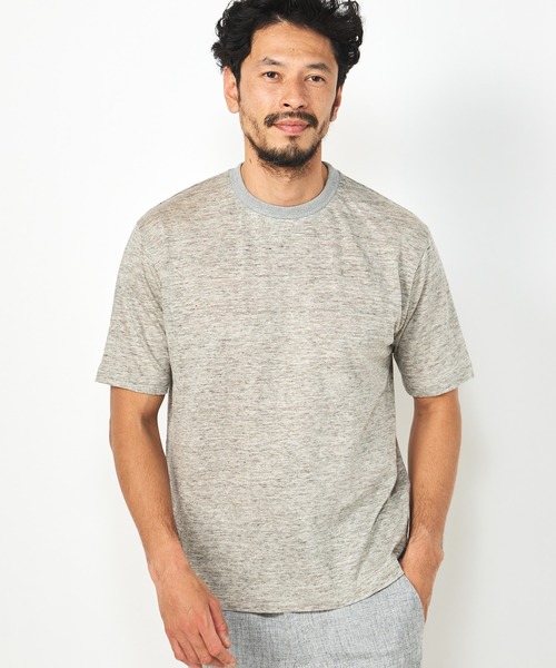 MEN'S BIGI（メンズビギ）の「リバイバルヴィンテージリネンTシャツ（Tシャツ/カットソー・メンズ・グレー/ネイビー/オレンジ・01/02/03）」の7枚目の写真