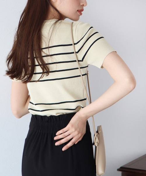 ★BOTT Gradation cotton sweater ニット M ブルー Apple Printed Knit Sweater | BOTT(ボット) / トップス ニット