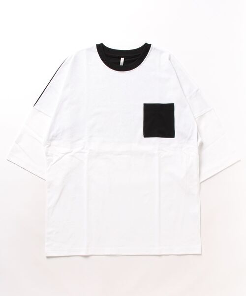 VIBGYOR(ヴィブジョー)の「ミドルウエイト天竺(BEY)(Tシャツ/カットソー・メンズ・ネイビー/ホワイト/グリーン/オレンジ系その他/ホワイト×ブラック/ブラック/エメラルド・MEDIUM/LARGE)」の1枚目の写真