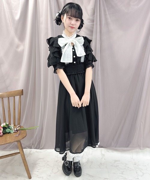 ROJITA ウエストシャーリングシアーロングワンピース ピンク ロジータ ロジータ ROJITA ウエストシャーリングシアーロングワンピース