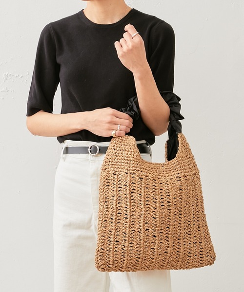 cache cache（カシュ カシュ）の「フリルワンハンドルトート（トートバッグ・レディース・ベージュ/ラベンダー/グリーン/ブラック・フリー）」の2枚目の写真