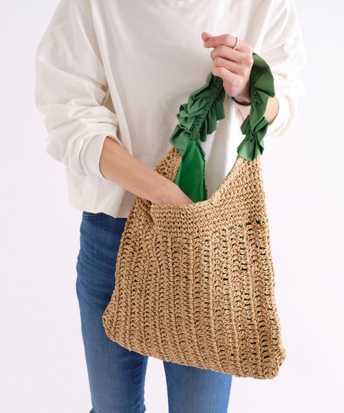 cache cache（カシュ カシュ）の「フリルワンハンドルトート（トートバッグ・レディース・ベージュ/ラベンダー/グリーン/ブラック・フリー）」の10枚目の写真