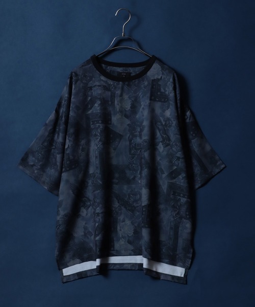 ANPAS（アンパス）の「Total Pattern Print Big Silhouette Thickness Oversized T-shirt/総柄プリント ビッグシルエット とろみTシャツ セットアップ対応（Tシャツ/カットソー・メンズ・グレー系その他/ブラック系その他3/ブラウン系その他2/ブラック系その他2/ブラウン系その他/ブラック系その他・L/M）」の4枚目の写真