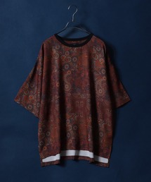 Total Pattern Print Big Silhouette Thickness Oversized T-shirt/総柄プリント ビッグシルエット とろみTシャツ セットアップ対応