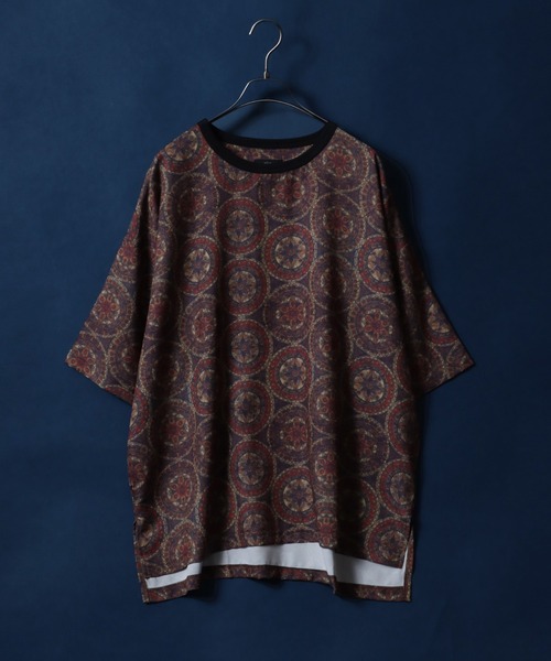 ANPAS（アンパス）の「Total Pattern Print Big Silhouette Thickness Oversized T-shirt/総柄プリント ビッグシルエット とろみTシャツ セットアップ対応（Tシャツ/カットソー・メンズ・グレー系その他/ブラック系その他3/ブラウン系その他2/ブラック系その他2/ブラウン系その他/ブラック系その他・L/M）」の6枚目の写真