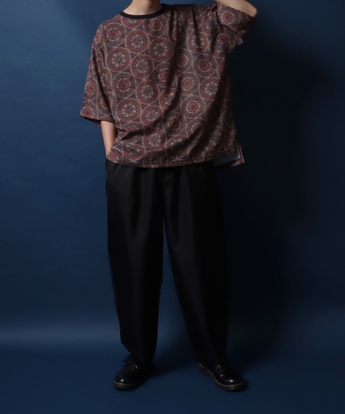 ANPAS（アンパス）の「Total Pattern Print Big Silhouette Thickness Oversized T-shirt/総柄プリント ビッグシルエット とろみTシャツ セットアップ対応（Tシャツ/カットソー・メンズ・グレー系その他/ブラック系その他3/ブラウン系その他2/ブラック系その他2/ブラウン系その他/ブラック系その他・L/M）」の11枚目の写真