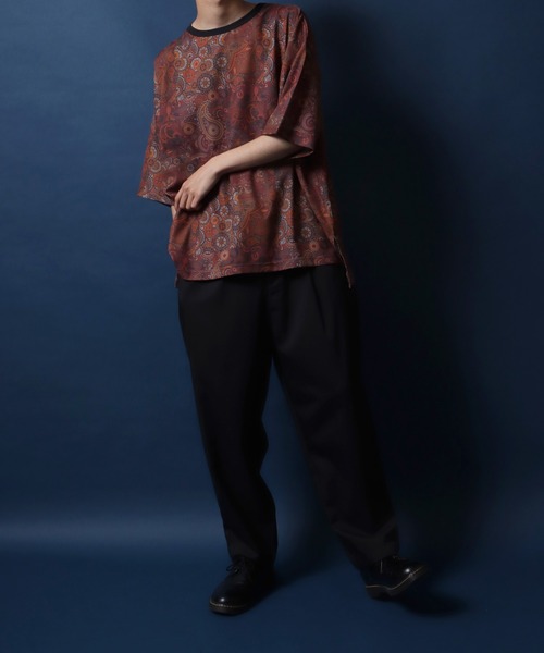 ANPAS（アンパス）の「Total Pattern Print Big Silhouette Thickness Oversized T-shirt/総柄プリント ビッグシルエット とろみTシャツ セットアップ対応（Tシャツ/カットソー・メンズ・グレー系その他/ブラック系その他3/ブラウン系その他2/ブラック系その他2/ブラウン系その他/ブラック系その他・L/M）」の9枚目の写真