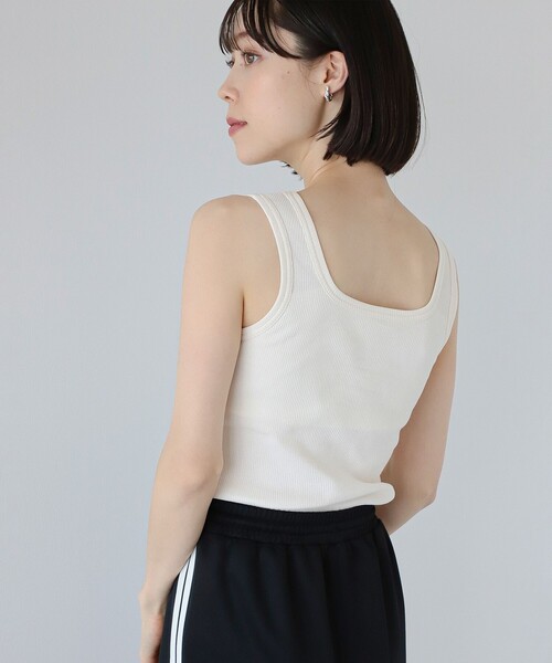 Ray BEAMS（レイビームス）の「Ray BEAMS / テレコ カップ付き タンクトップ（タンクトップ・レディース・オフホワイト/ブラック/ミント/ラベンダー・ONE SIZE）」の2枚目の写真