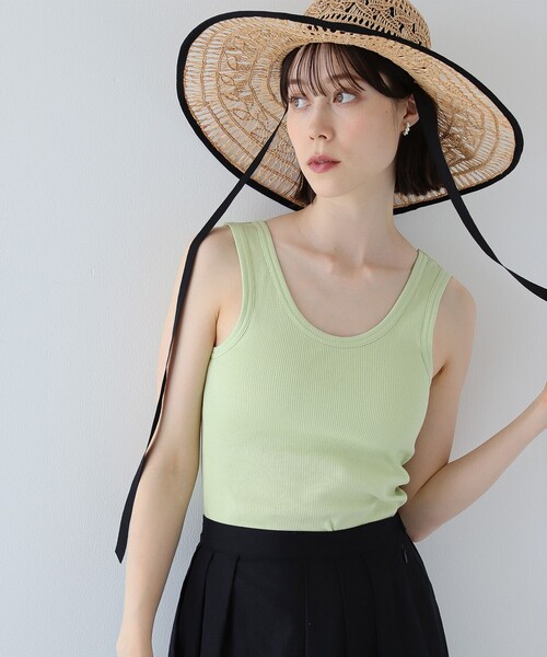 Ray BEAMS（レイビームス）の「Ray BEAMS / テレコ カップ付き タンクトップ（タンクトップ・レディース・オフホワイト/ブラック/ミント/ラベンダー・ONE SIZE）」の4枚目の写真