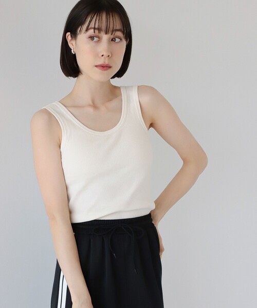 Ray BEAMS（レイビームス）の「Ray BEAMS / テレコ カップ付き タンクトップ（タンクトップ・レディース・オフホワイト/ブラック/ミント/ラベンダー・ONE SIZE）」の9枚目の写真