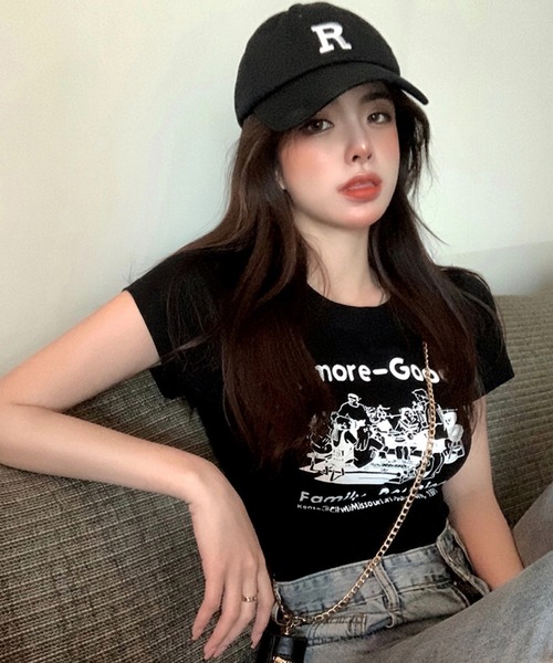 関税込   Jeans ロゴTシャツ クロップド セール】ロゴプリント クロップド丈 チビ Tシャツ ショート丈（T
