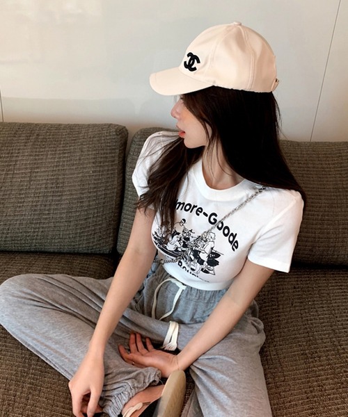 shopnikoniko（ショップニコニコ）の「ロゴプリント クロップド