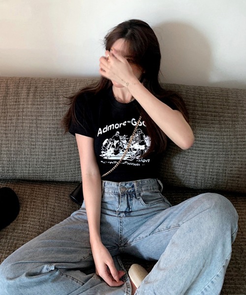 ヒスミニ　新作完売Tシャツ　ショート丈Tシャツ ヘソだし miniministore ショート丈tシャツ へそ出し 8色 夏 -靴