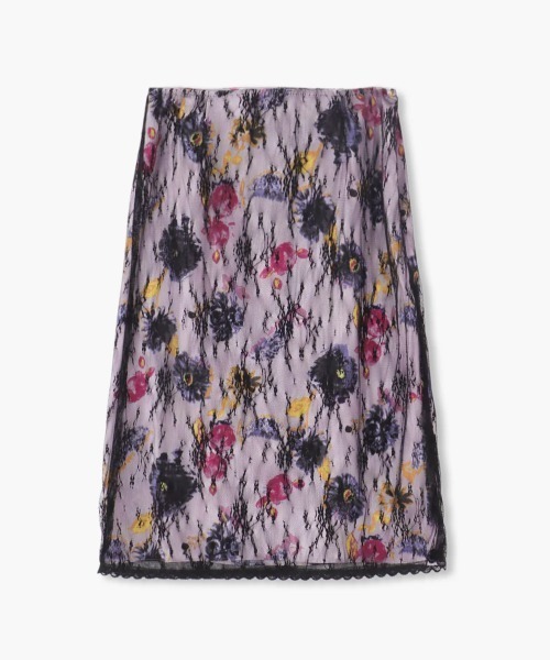 SKETCH FLOWER AND LACE SLIP SKIRT