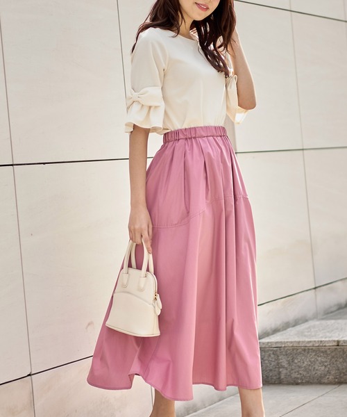 tocco closet(トッコ クローゼット)の「りぼん付き袖口フレアカットプルオーバー(Tシャツ/カットソー・レディース・グレイッシュブルー/ブラック/アイボリー/ピンク系その他・M)」の8枚目の写真