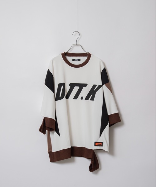 D.TT.K（ディティーティーケー）の「【ユニセックスアイテム】 RIB DETAIL GAME SHIRTS  オーバーサイズ アンフィニッシュド リブ ゲームシャツ（Tシャツ/カットソー・メンズ・ホワイト/ブラック・MEDIUM/LARGE）」の5枚目の写真